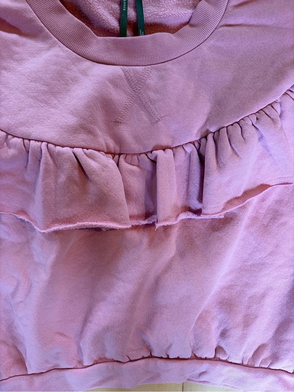 Pink Ruffle Cropped Sweatshirt super soft - Picture 3 of 4
